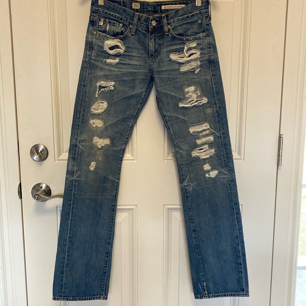 AG jeans size 27R Tomboy boyfriend fit distressed jean